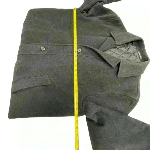 Chaps Ralph Lauren Overcoat Charcoal Cashmere Wool Blend Collared Lined Size 48R - Picture 6 of 12